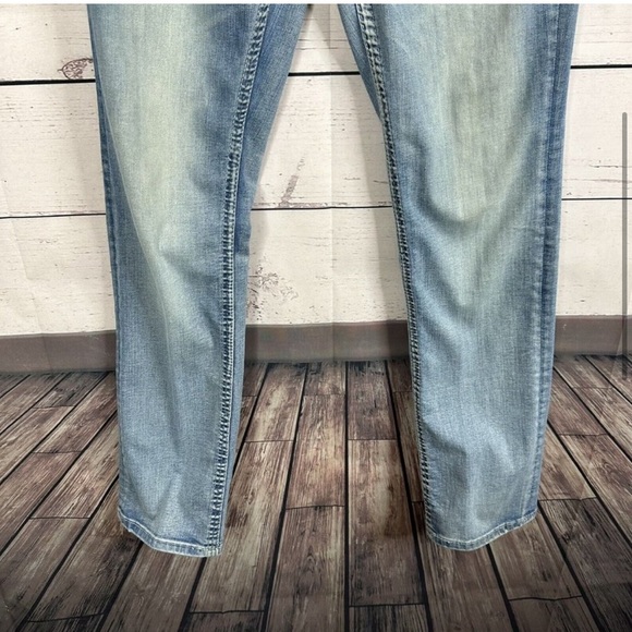 Buckle BKE Mens Jeans size 34 Long Jake Blue Straight Leg Casual Thick Stitch - Picture 2 of 14